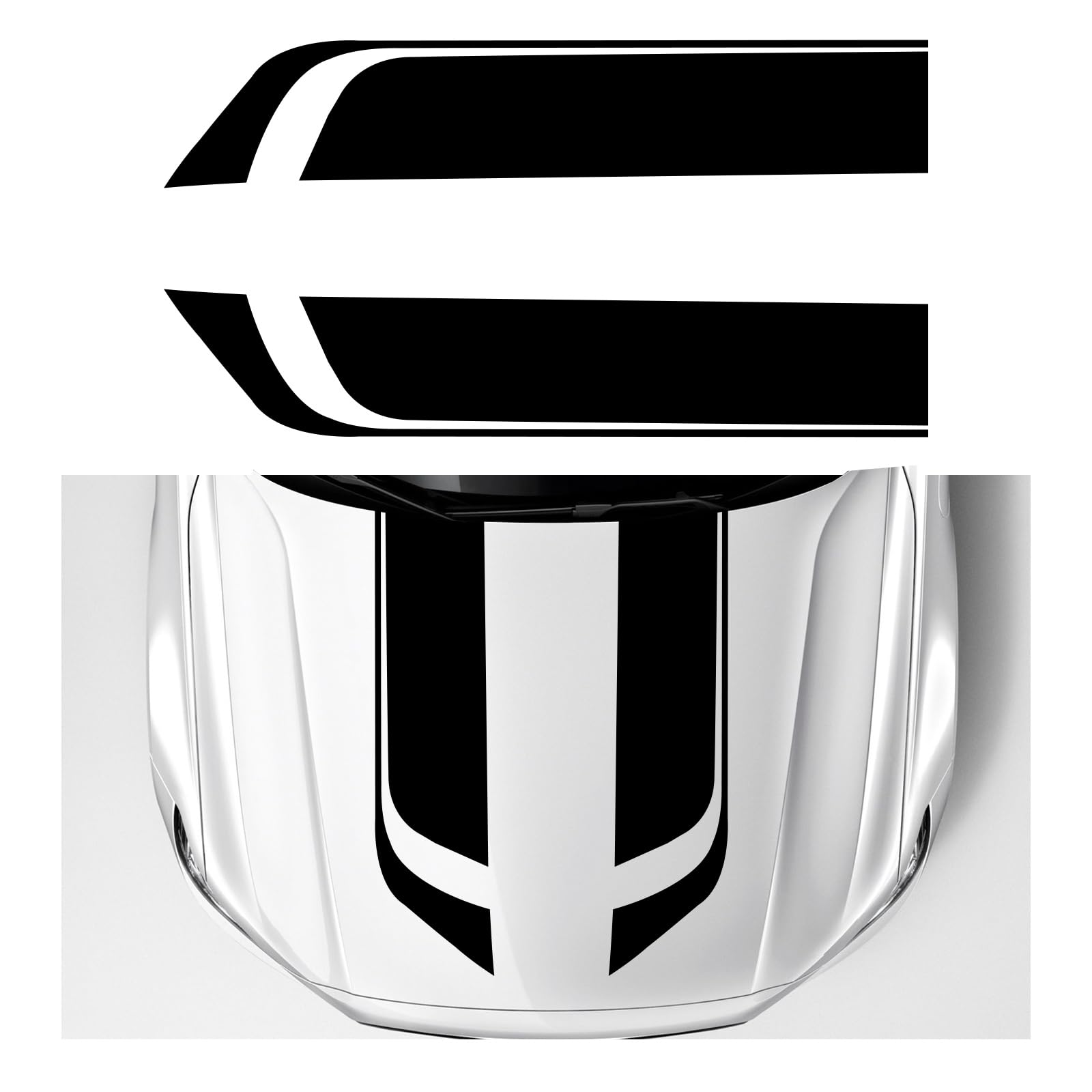 Car Hood Decal Sticker, Racing Stripe Graphic Stickers for Auto Body Skirt Roof Hood Bumper, Automotive Exterior Decoration Vinyl Decal for Car SUV Truck, Car Accessories (Black)