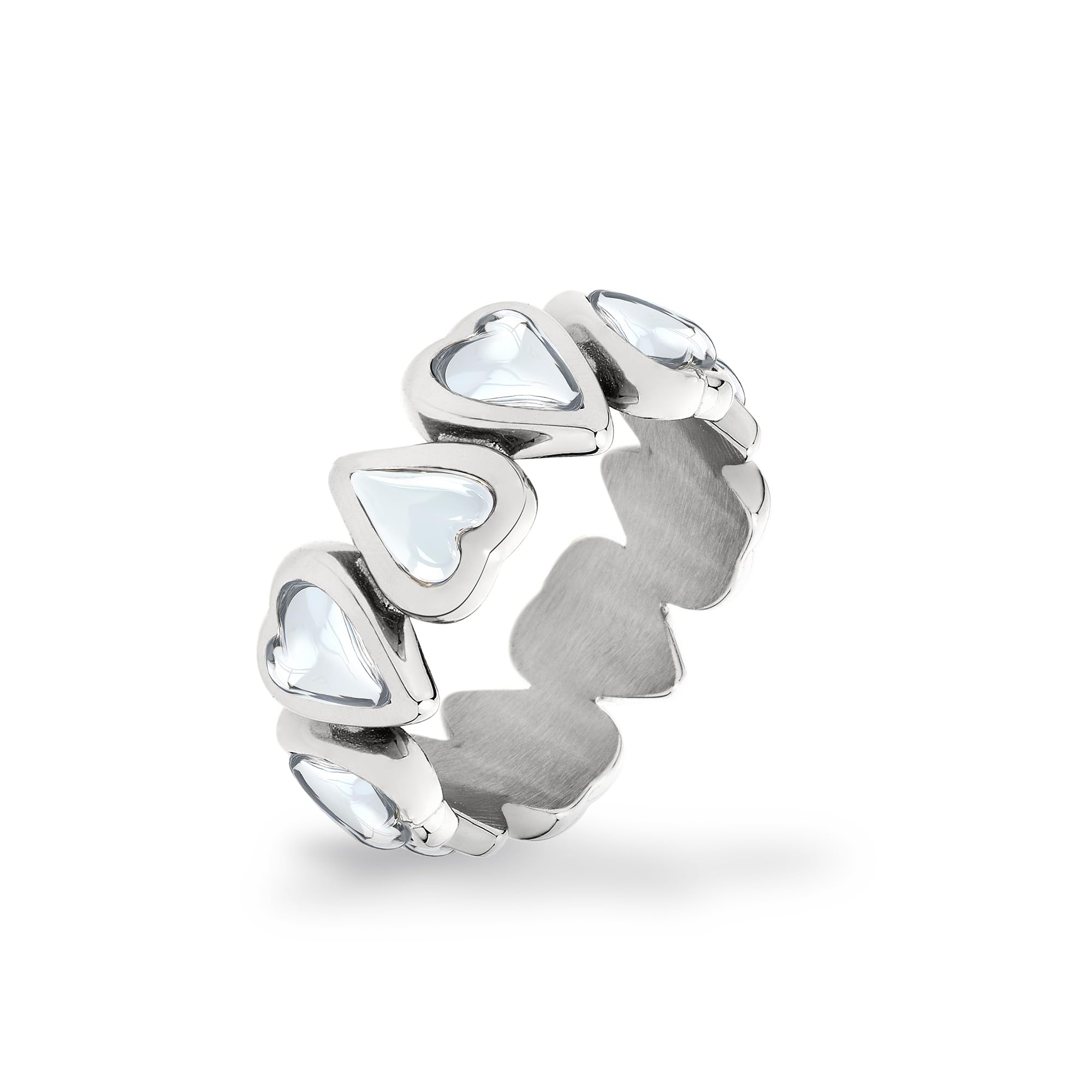 LIEBESKIND BERLIN Damen Ringe – Ringe aus Edelstahl mit Glass Herz-Motiv