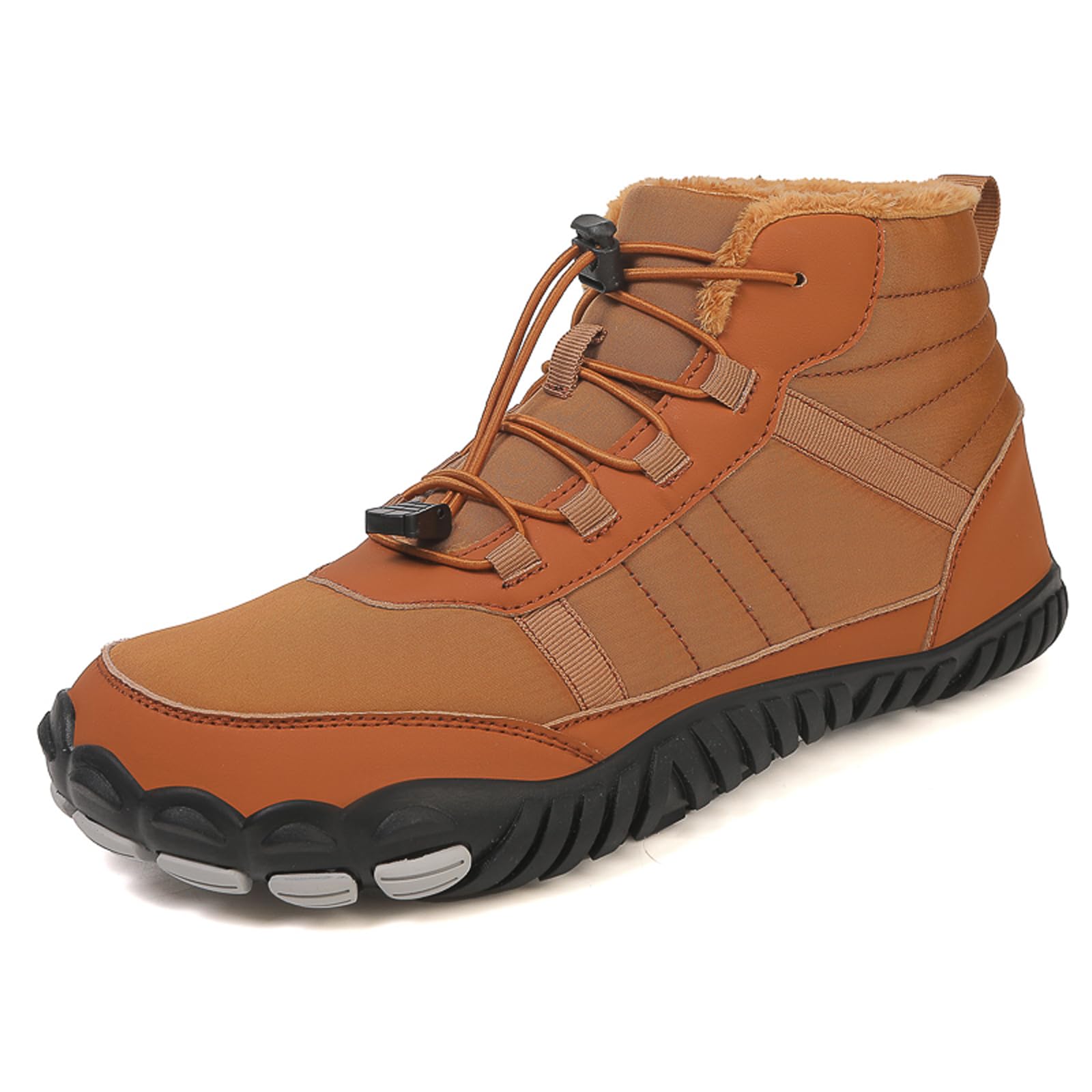 Men's and Women's Barefoot Hiking Boots | Zero Drop Winter Snow Boots with Wide Toe Box | Slip-On Waterproof Ankle Booties | Minimalist Five-Finger Sneakers for Outdoor Hiking and Walking