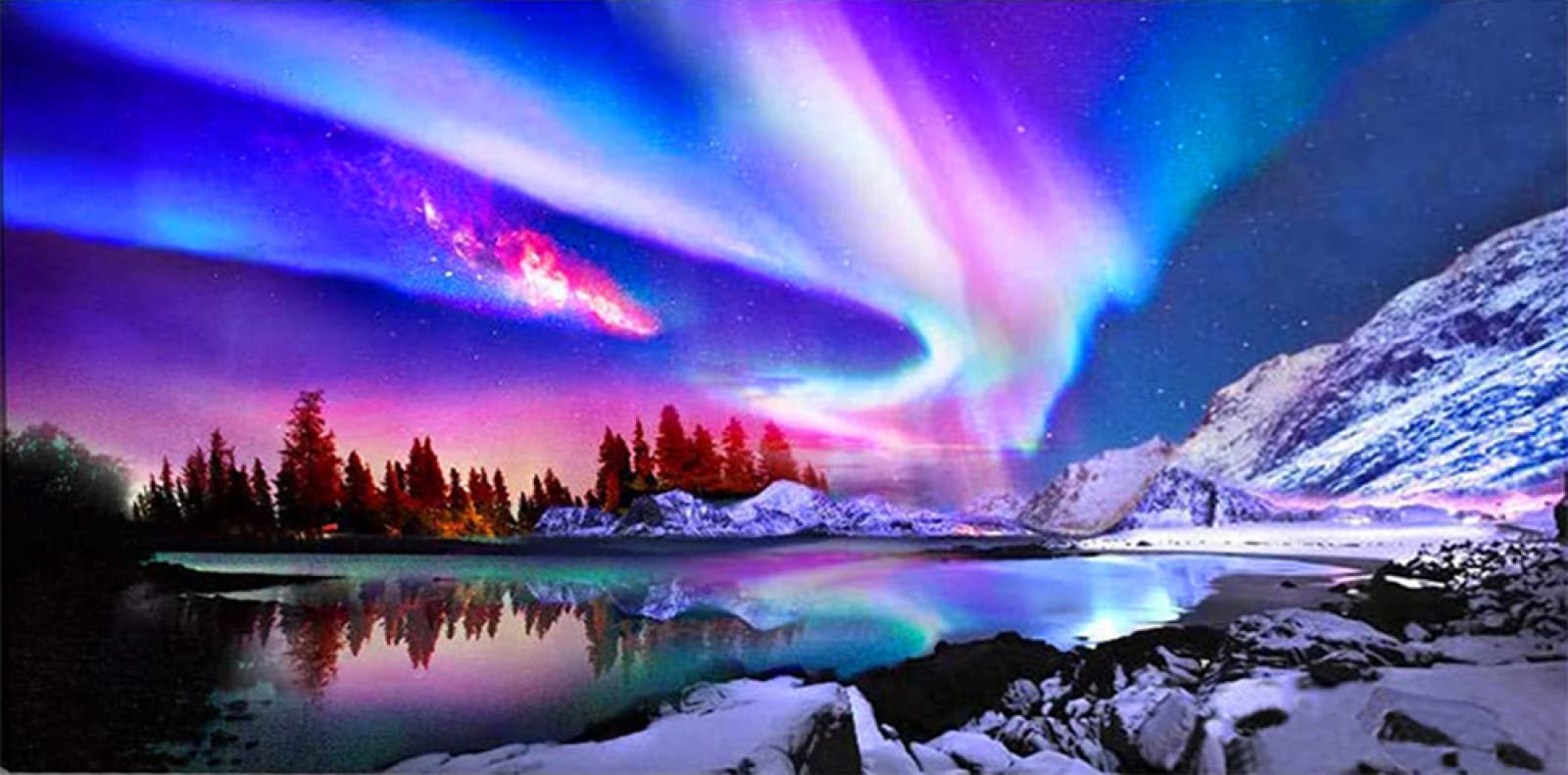 SanZez DIY 5D Diamond Art KitsPainting by Number Kits Northern Lights for Relaxation, Parent Child Activity and Home Wall Decor Gift,Suitable for Beginners and Children 40x80cm 30x40cm