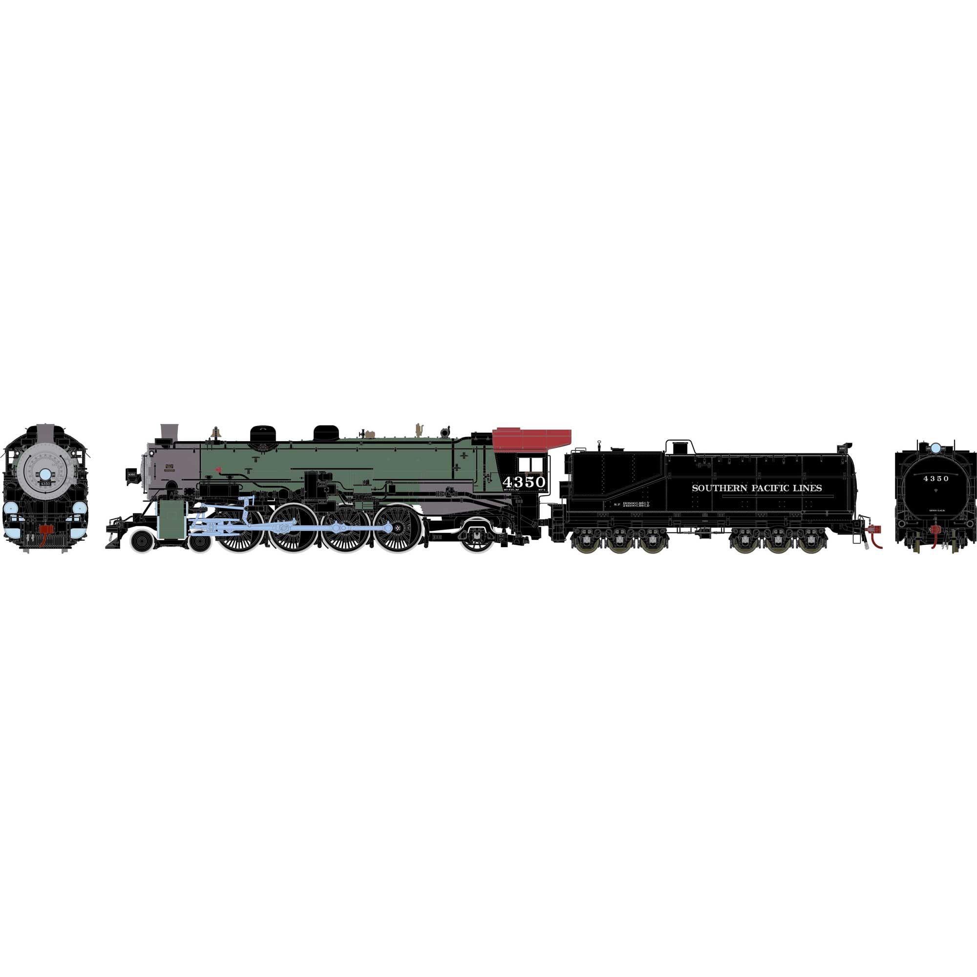 Athearn HO 4-8-2 MT-4 w/DCC & Sound SP/Green Boiler #4350 ATHG71656 HO Locomotives