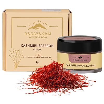Rasayanam Pure Original Kashmiri Saffron/Kesar/Kumkuma Puvvu (1gm) | Certified highest Grade-A Keshar | Saffron for preg