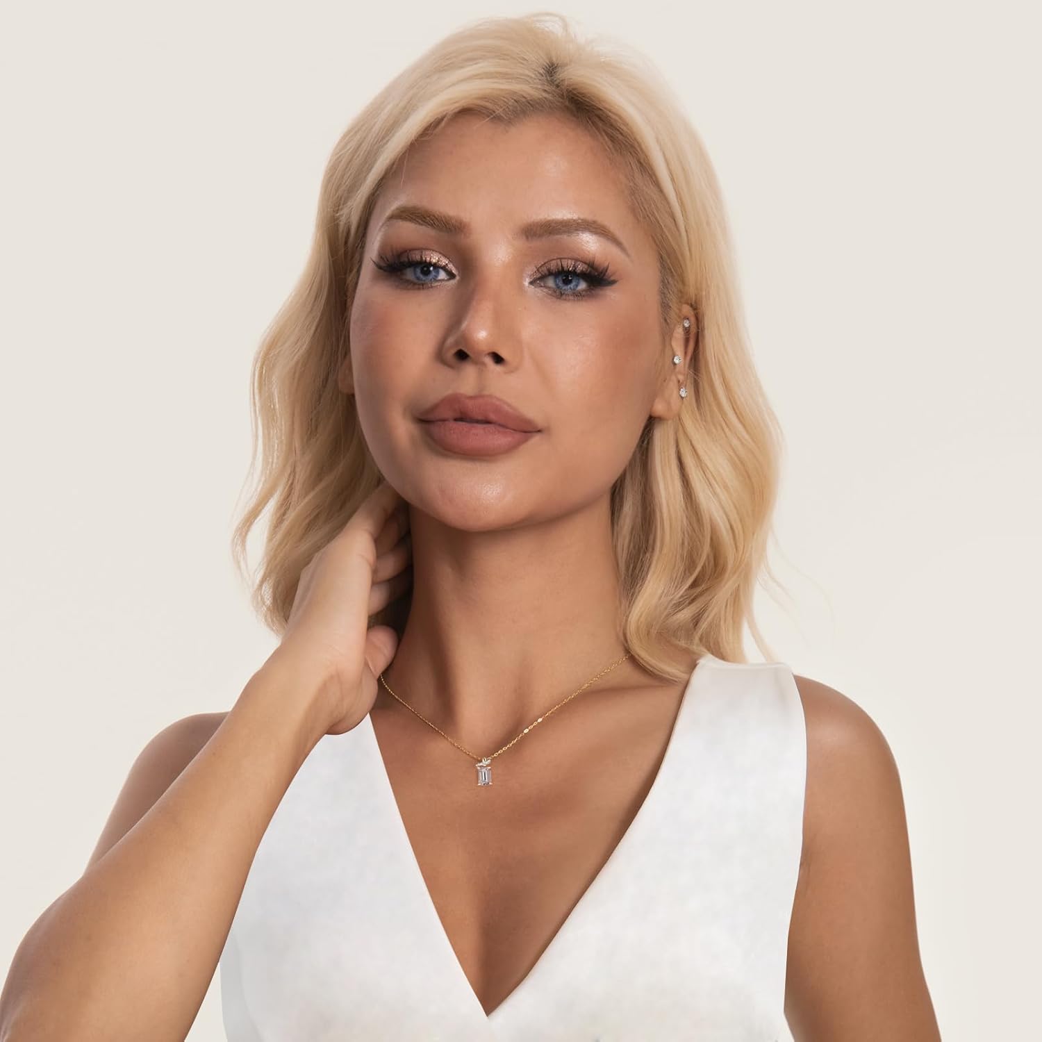 Gold Plated Necklace with 925 Sterling Silver Chain, Dainty Emerald-Cut CZ Pendant Necklace for Women, Hypoallergenic Non Tarnish Jewelry Gift - Image 7