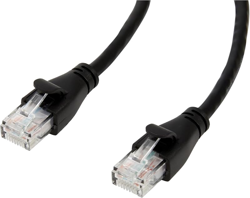 Cable de Internet RJ45 Cat-6 Ethernet Patch, velocidad de transferencia de 1 Gbps, conectores chapados en oro, conectividad universal para PC, TV, tableta, enrutador, impresora, 5 pies, negro