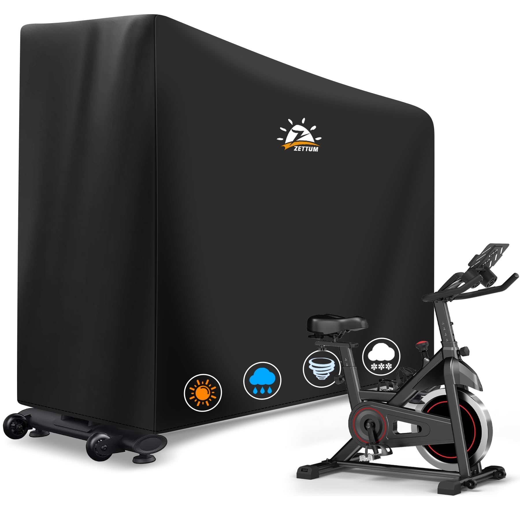 Zettum Funda para Bicicleta estática de Poliuretano 600D, Impermeable, para Almacenamiento Exterior, Fundas de Bicicleta Resistentes para Merach, Wenoker, Bicicleta Vertical, Funda para Bicicleta