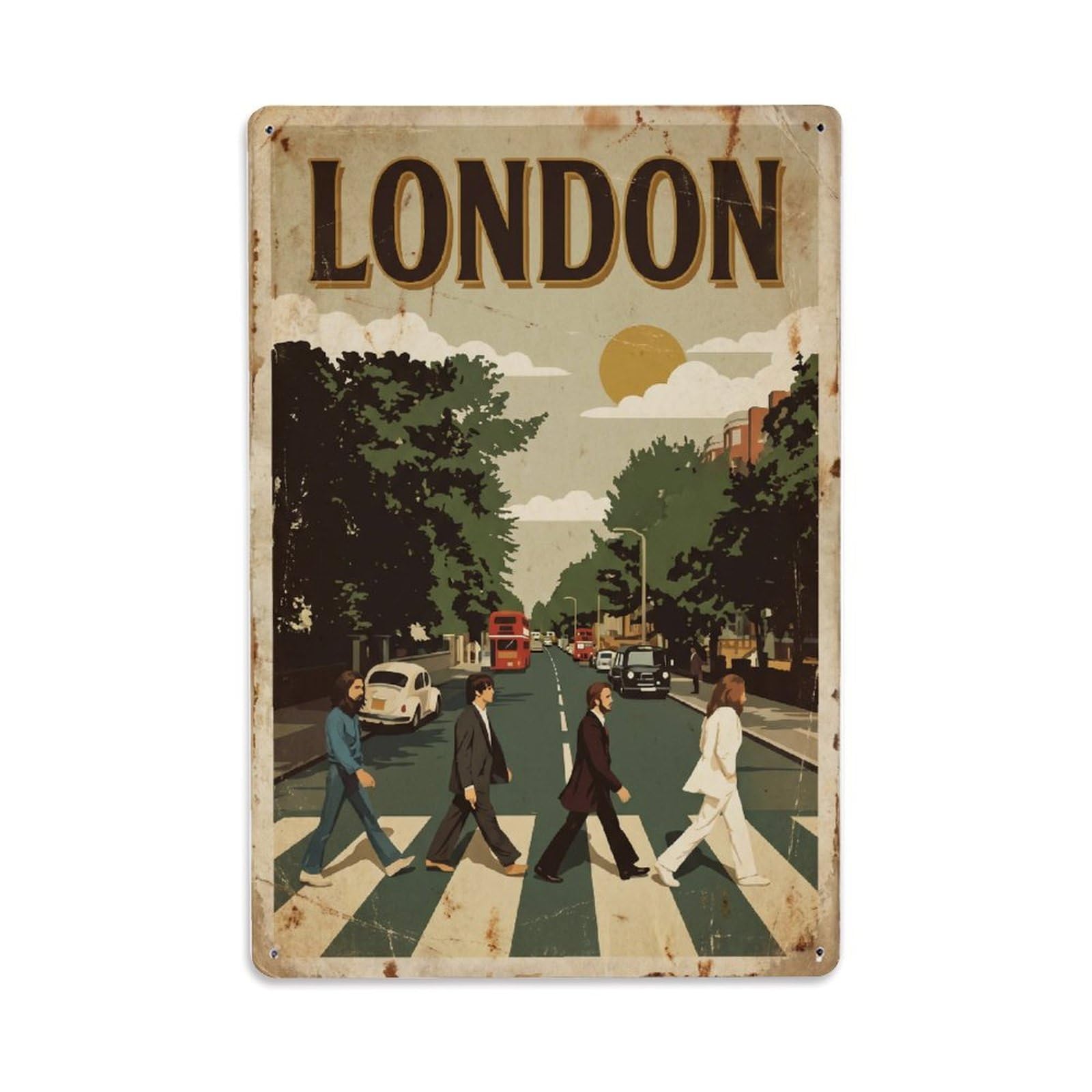 Vintage Travel London Abbey Road Crossing Street Rusted England Metal Tin Sign Plaque Wall Decor for Cafe, Club Bar, Office, Home Garden Metal Poster 8x12Inch
