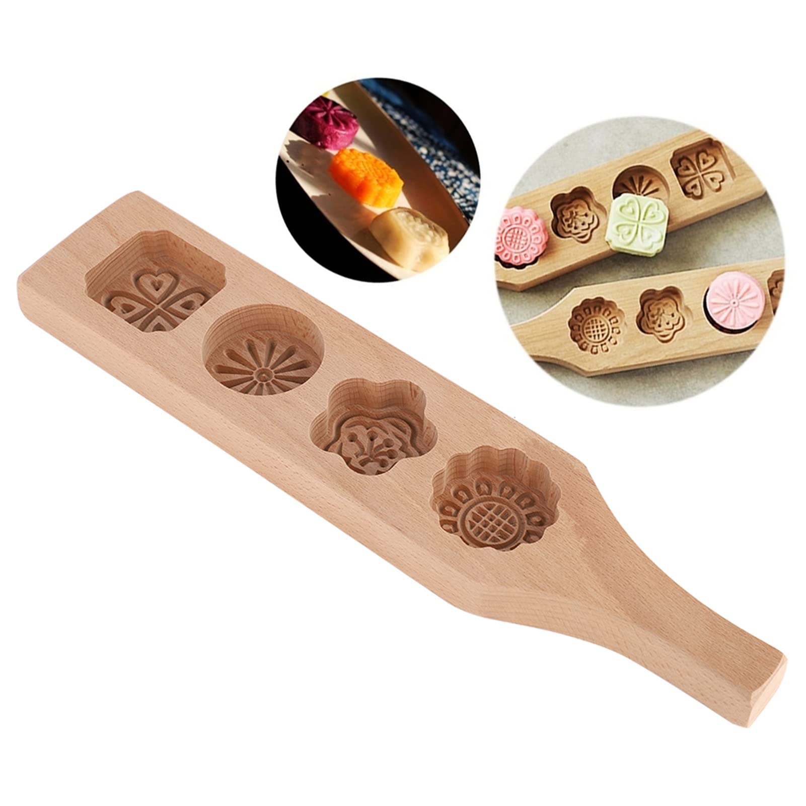 Stampo per Biscotti Maamoul in Legno Stampo per Mooncake Fatto a Mano per Biscotti Maamoul Mooncake (Stampo n°2 fiori in pezzi)