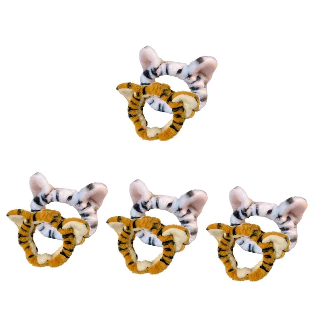 FRCOLOR 8pezzi Fascia Elastico Per Peluche Orecchie Di Tigre Per Lavaggio Viso e Trucco Accessori Per Femminili