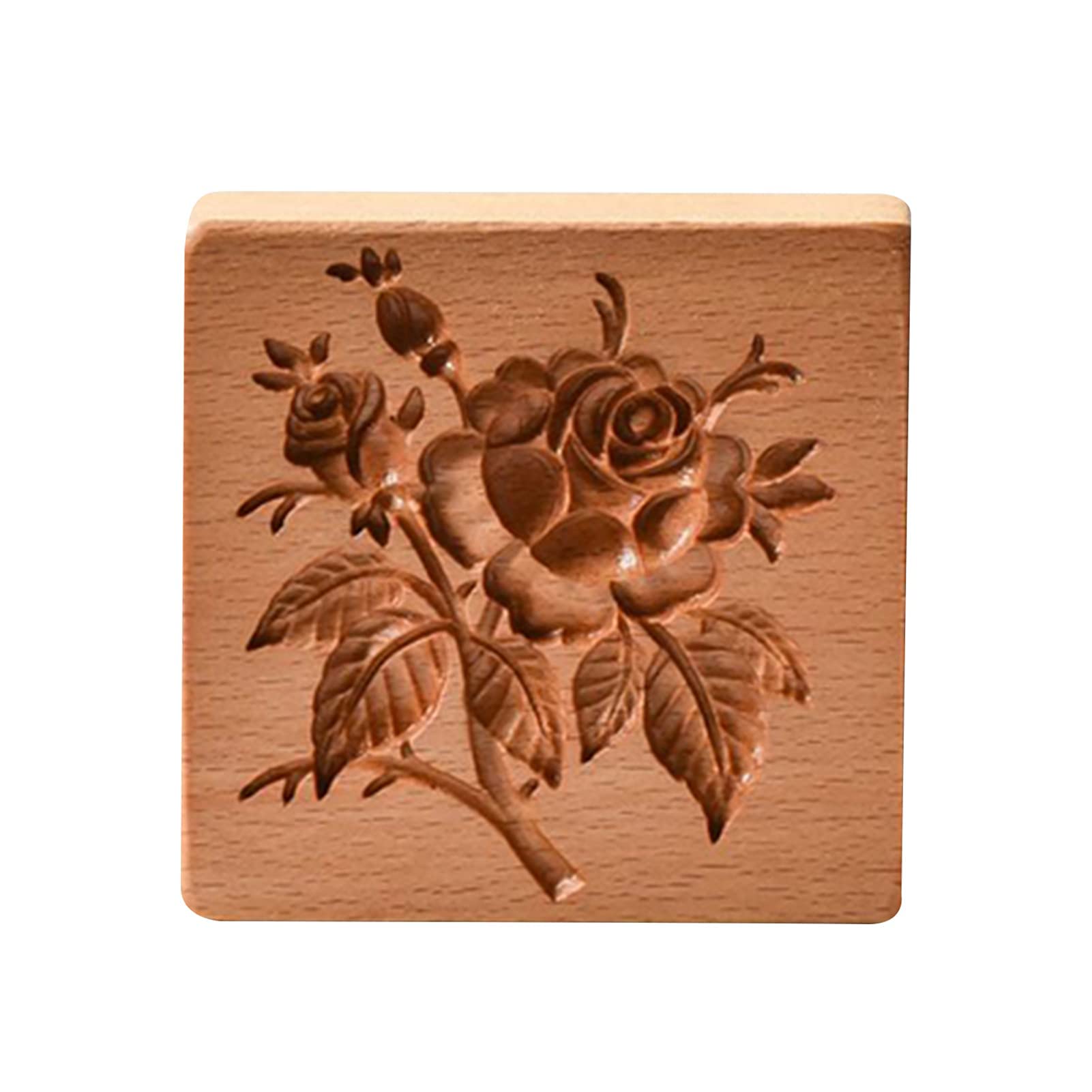 EdirFtra Carved Wooden Baking Cookie Mould, Natural wood Carved Wooden Cookie Mold, Wooden Shortbread Moulds, 3D Carved Wooden Cookie Mould, Wooden Baking Mold Cookie Biscuit Press Stamp Molds,B