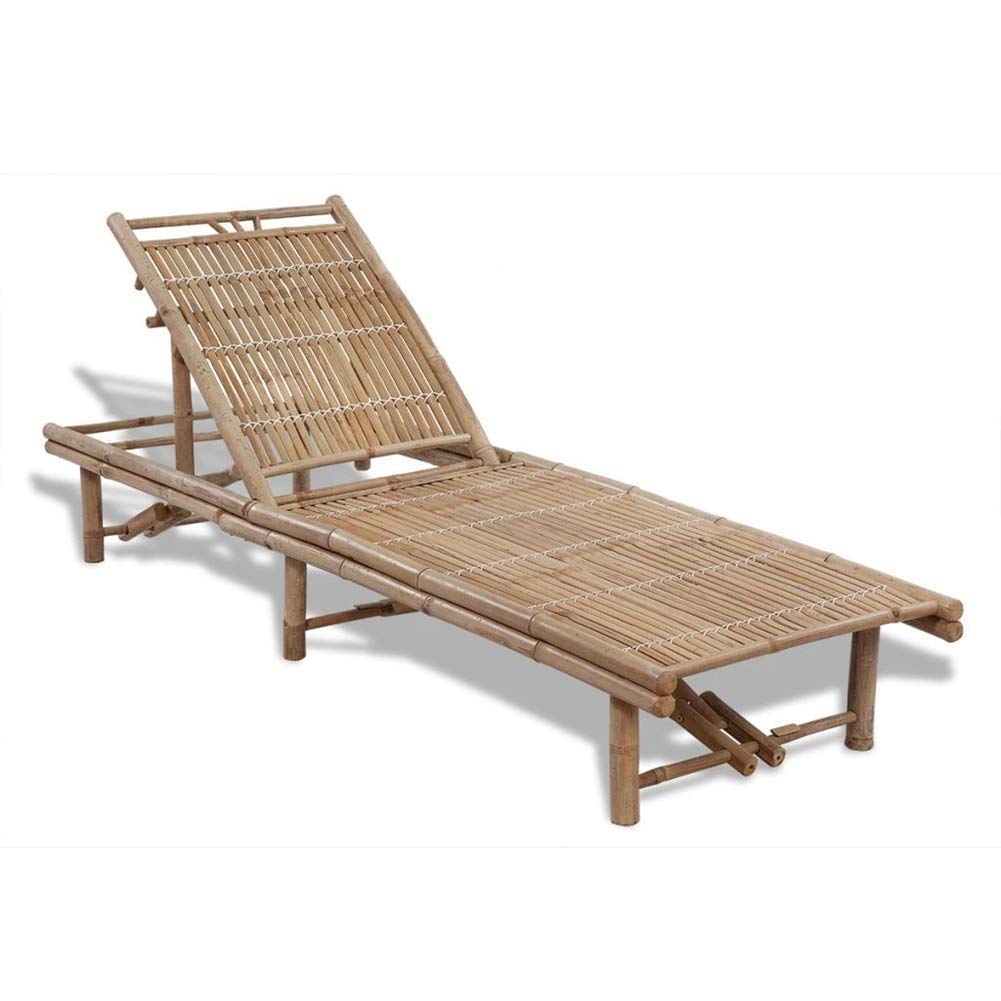 Chaise longue en bambou dossier réglable résistante aux intempéries pour terrasse