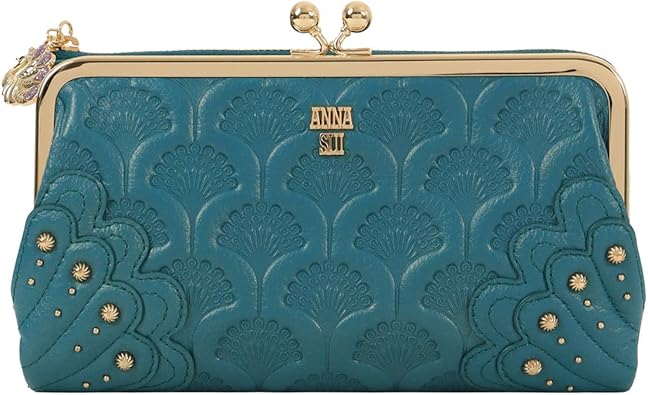美品　レアANNA SUI アナスイ　長財布　がま口　ピーコック ANNA SUI アナスイ 長財布 がま口 ピーコック 本革 レディース