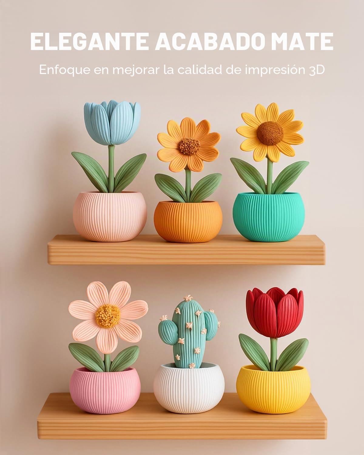 SUNLU Filamento PLA mate de alta velocidad de 250 g x 8, filamento PLA 3D de 600 mm/s más rápido, 250 g por bobina, 8 rollos, negro, blanco, gris, verde menta, amarillo limón, naranja solar, rojo