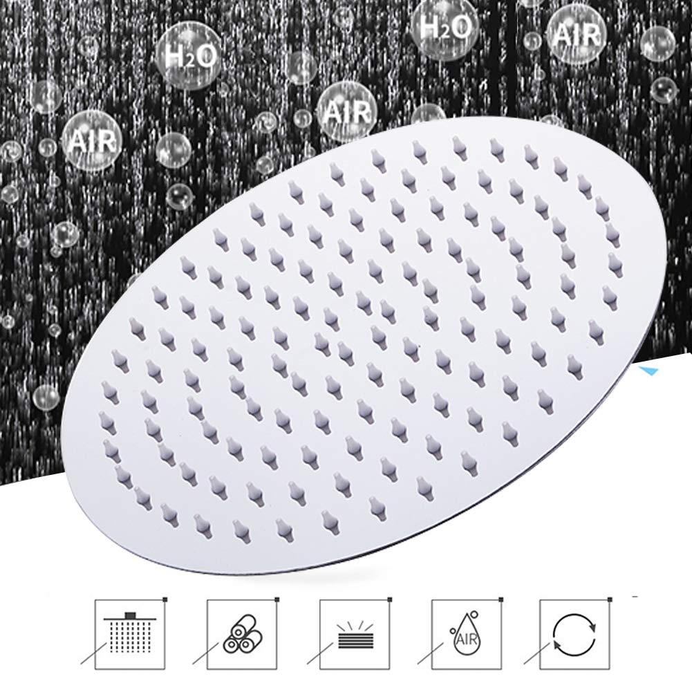 Large Rain Shower Head Round 304 Stainless Steel Ultra Thin Bathroom Shower Head High Pressure Rainfall Showerhead (8inch) - Image 3