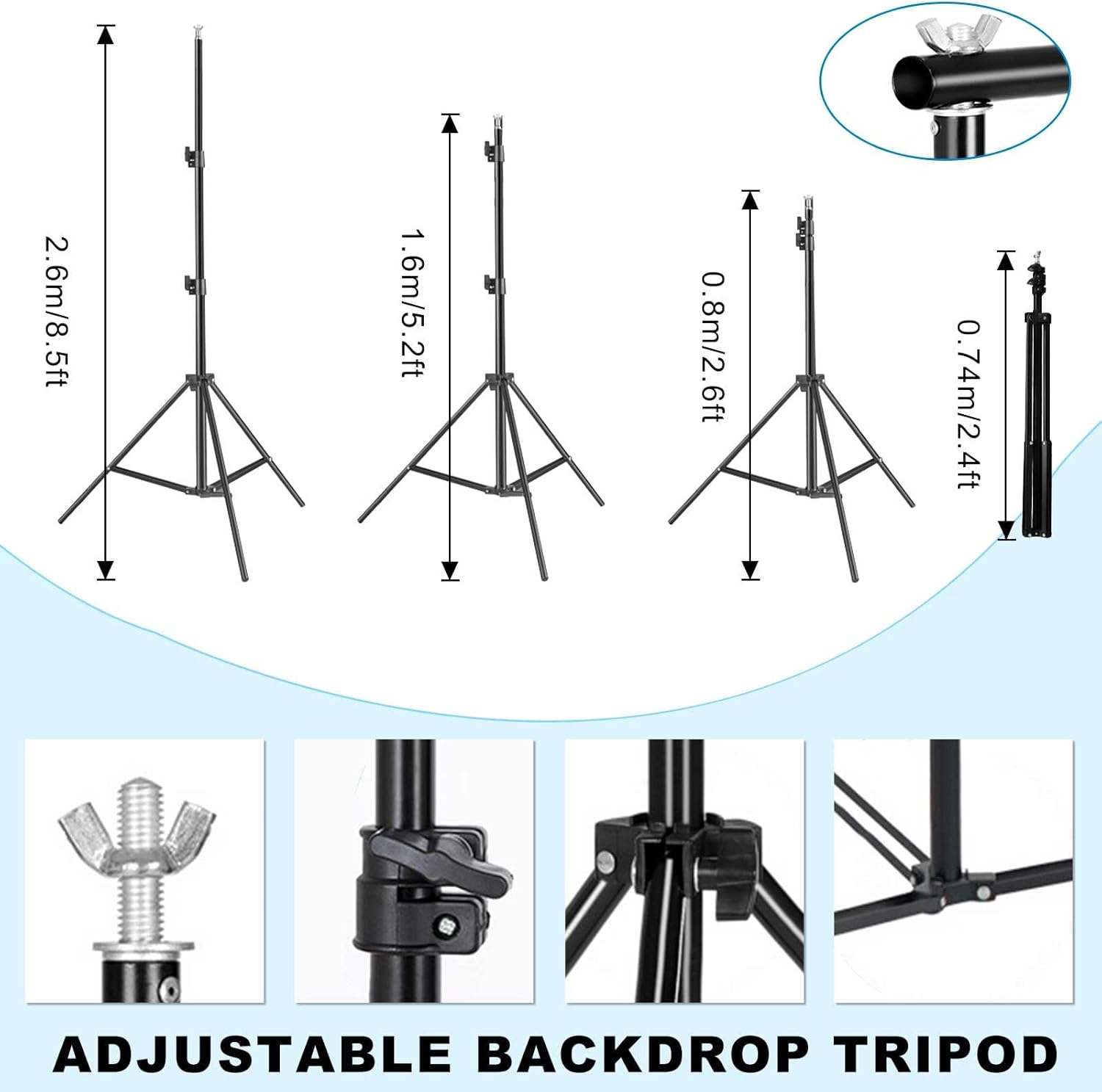 stusgo 10×8.5ft Backdrop Stand Kit,Adjustable Photography Studio Backdrop, 4 Crossbars, 6 Spring Clamps, 4 Backdrop Clips, 2 Sandbags and Carrying Bag for Studio Photography & Party Ceremony(2.6mX3m)