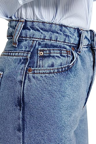 TRENDYOL Damen Gerade Mama Hohe Taille Jeans, Indigo, 36 EU