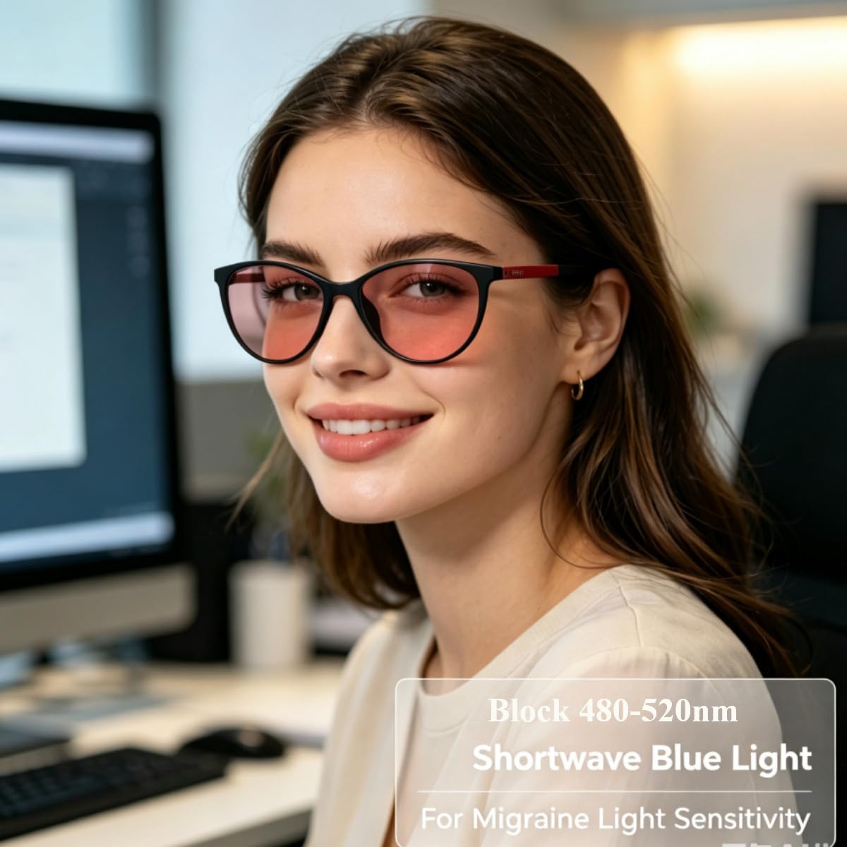 SHINU FL-41 Migränebrille Blaulichtbrille für Bildschirmflimmern und Lichtempfindlichkeit