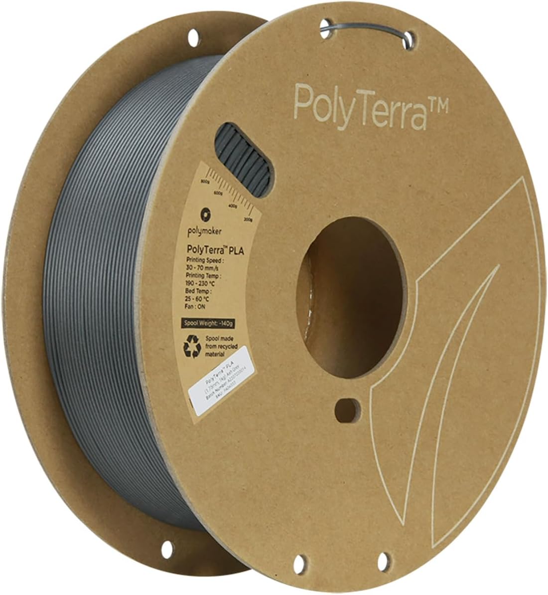PolyTerra PLA - 1.75mm - 1kg - Ash Grey