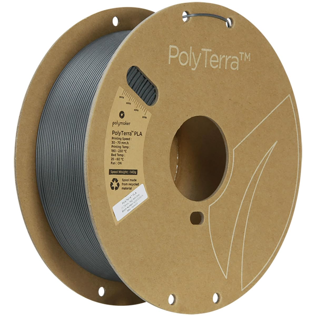 PolyTerra PLA - 1.75mm - 1kg - Ash Grey