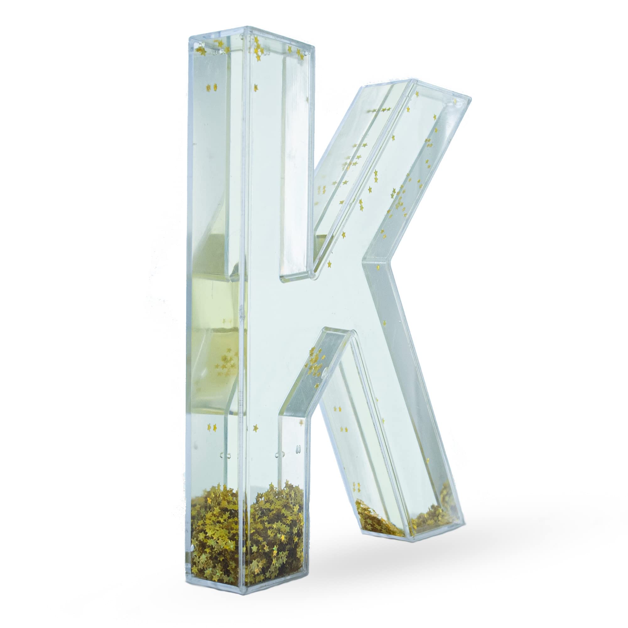 Letter K Glitter-Filled Acrylic Snow Globe