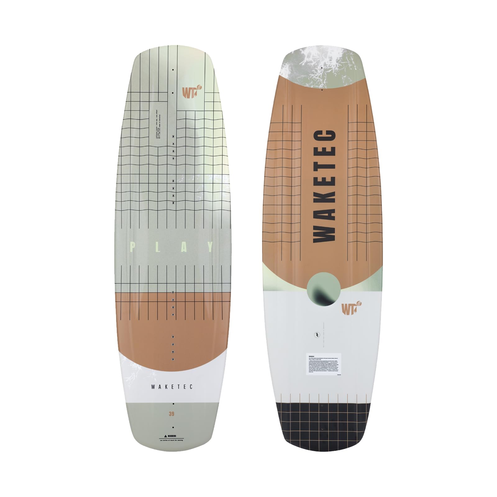 WAKETEC Wakeboard Play 134 cm, für Anfänger und Hobby Fahrer, leicht zu Fahren, Körpergewicht 40-70 kg, Jugendliche Erwachsene Einsteiger, blau grau
