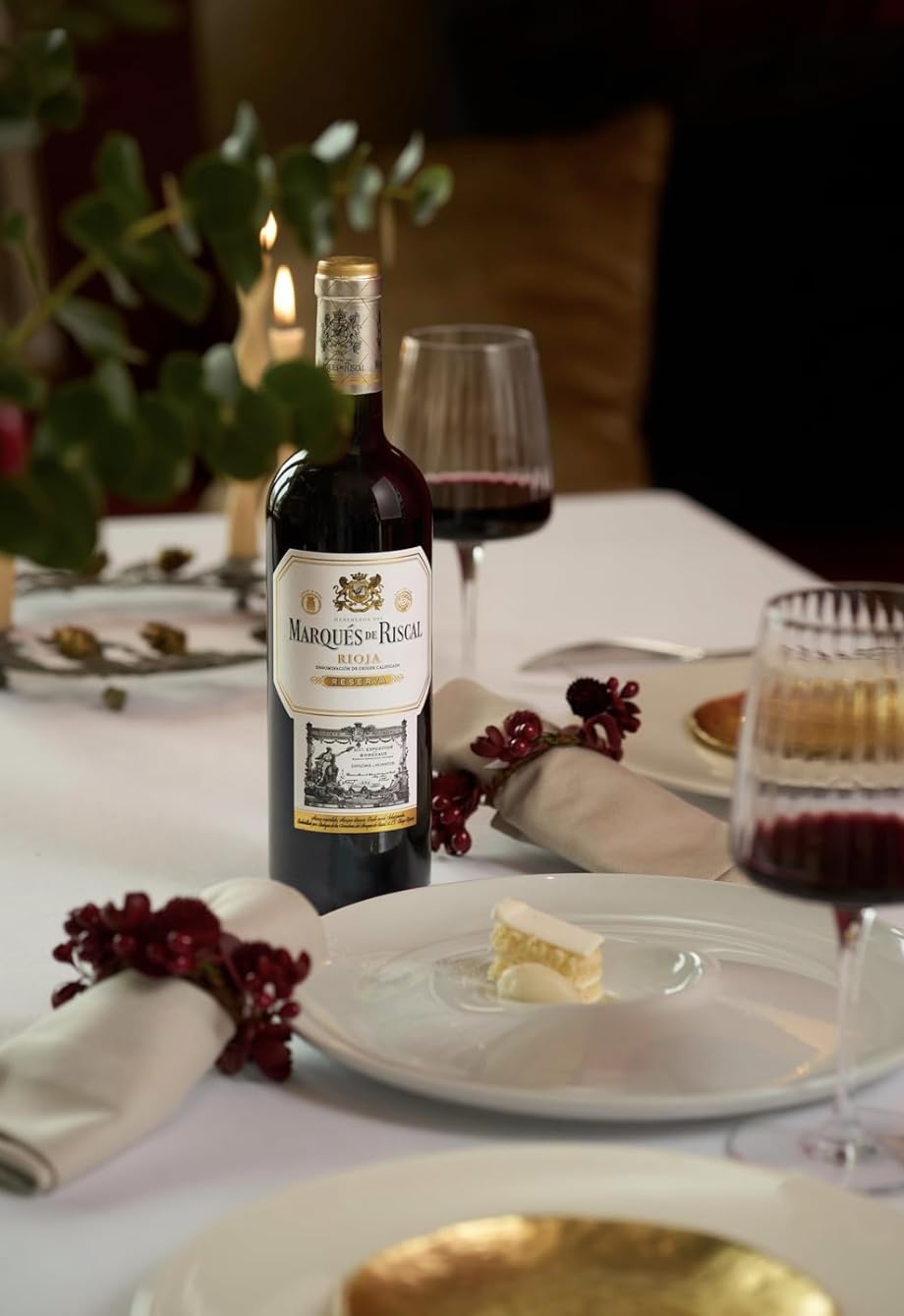 Marqués De Riscal Vino Tinto Reserva Denominación de Origen Calificada Rioja, Variedad Tempranillo, 24 Meses en barrica, 6 Botellas de 750 ml -Pack Mysecretwine-