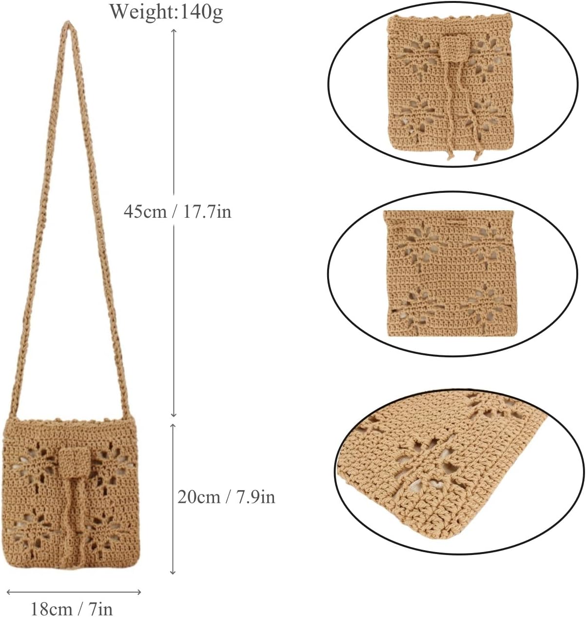 Handmade Crochet Phone Bag Knitted Bag for Women - Image 4