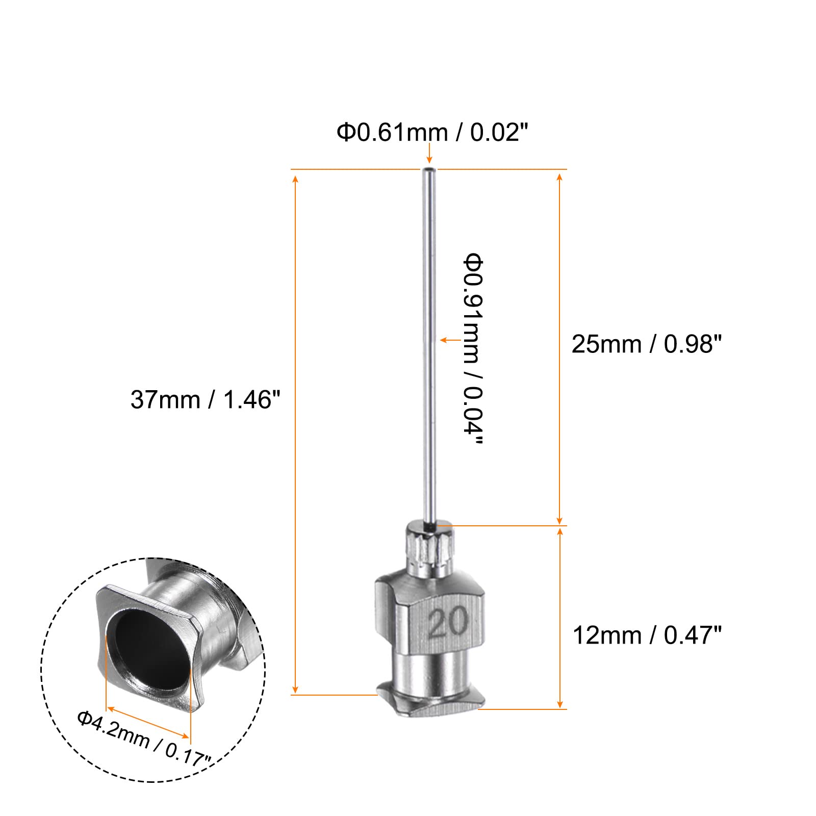 HARFINGTON 10pcs 20Gauge Stainless Steel Dispensing Needles, 1" All Metal Glue Needle Tube Blunt Tips Luer Lock for Thick Liquids, Ink, Glue, Lab Use — Amazon image 2