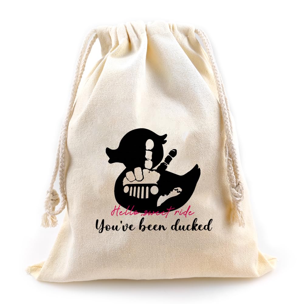 YOU'VE BEEN DUCKED | Rubber Duck Burlap Drawstring Bag | Reusable 13 x 10 inches Hello Sweet Ride