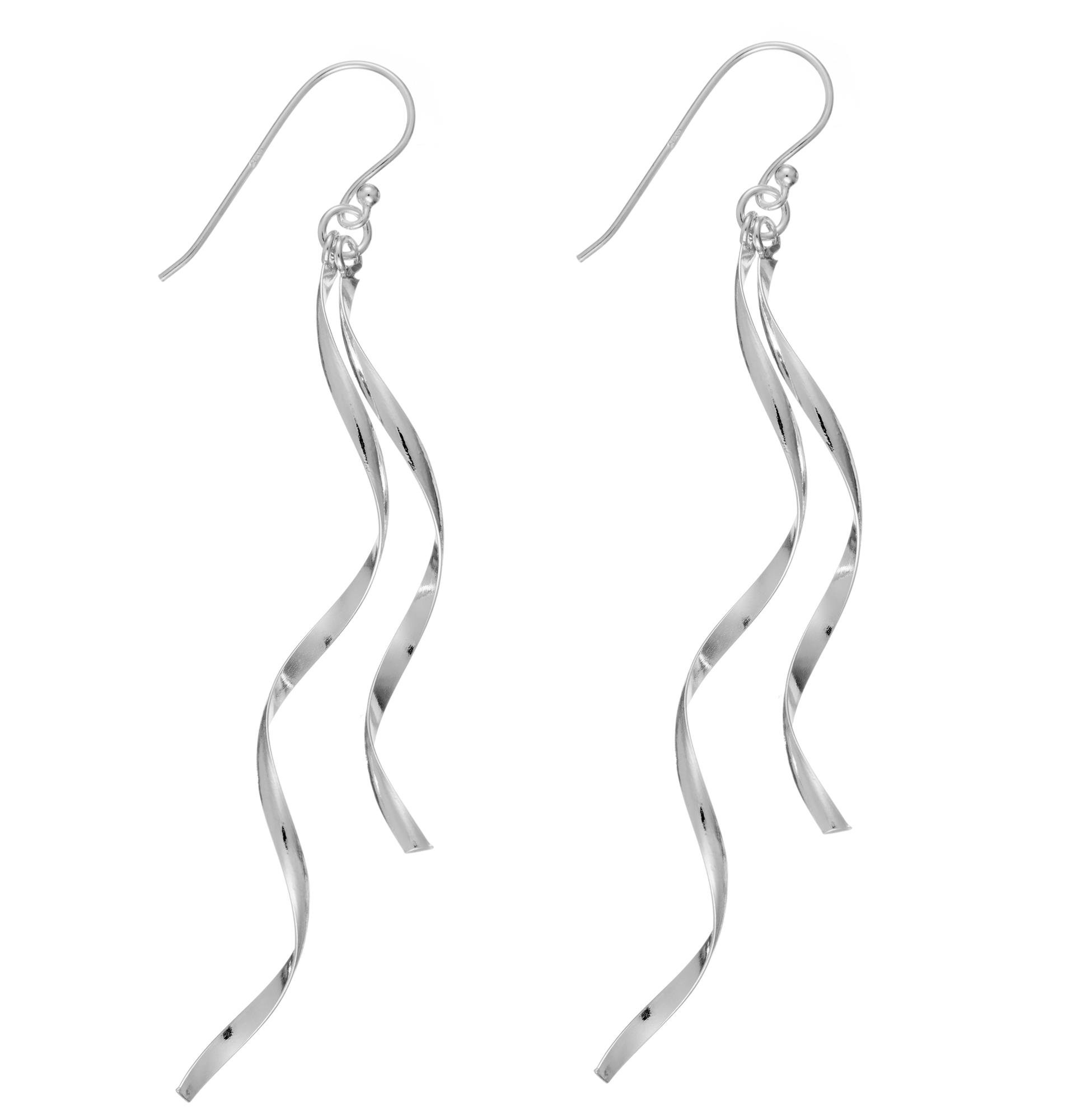 Silverly Lange Spiral-Ohrringe in Kaskadenform aus 925er Silber | Tropfenohrringe aus Sterlingsilber mit Gedrehtem Ehering im Schwingenden Shouder-Duster-Stil