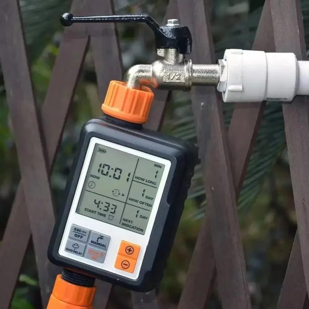 Temporizador automático de riego de doble salida con sistema de riego con impermeable IpX5 para jardín césped y cuidado de camas de flores