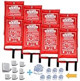 JJ CARE Fire Blanket Fire Suppression Blanket, 40'x40' +8 Hooks & 8 Gloves, Fire Blanket Kitchen, Emergency Fire Blanket, Fire Retardant Blankets, Fiberglass, Fire Safety Blanket for Fire Emergency