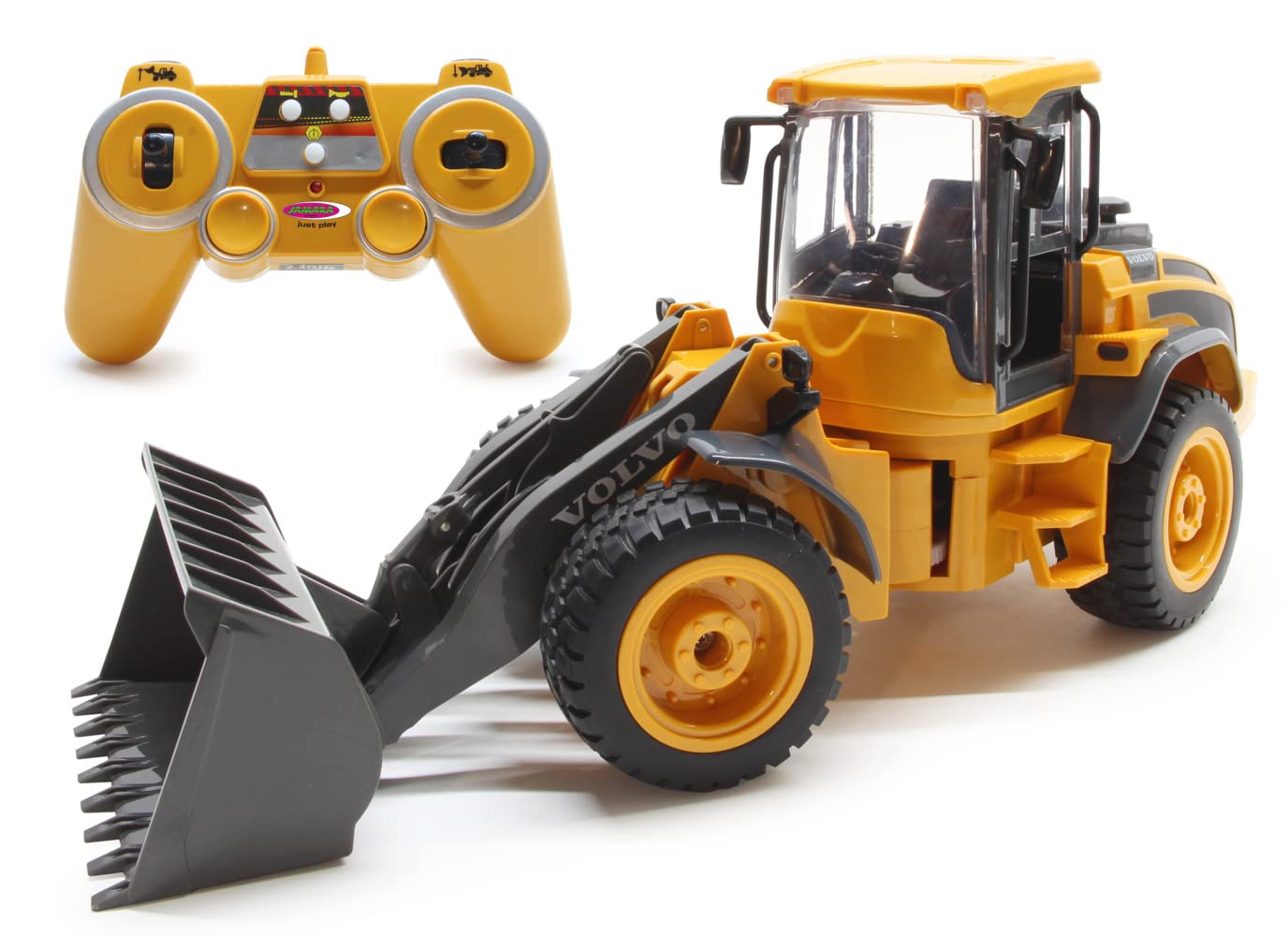 JAMARA Volvo L50 1:16 2,4GHz - originalgetreue Knicklenkung, Auto-Standby-Modus, Rückfahrwarnsound, 2 Radantrieb, Blinker, realistischer Motorsound 405058 Orange