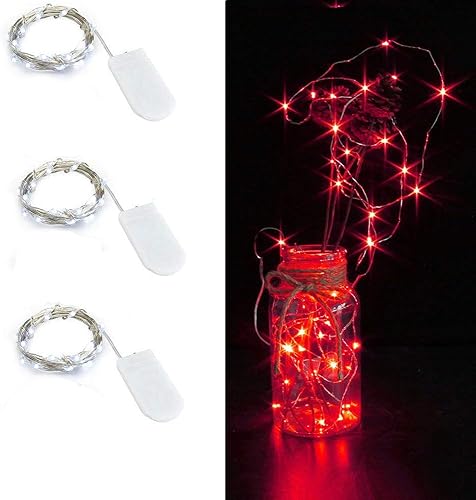 HDSHIMAO Paquete de 3 juegos de luces LED estrelladas con 10 micro LED en cable de cobre de 3.3 pies (3.3 ft), luces de hadas alimentadas por 2