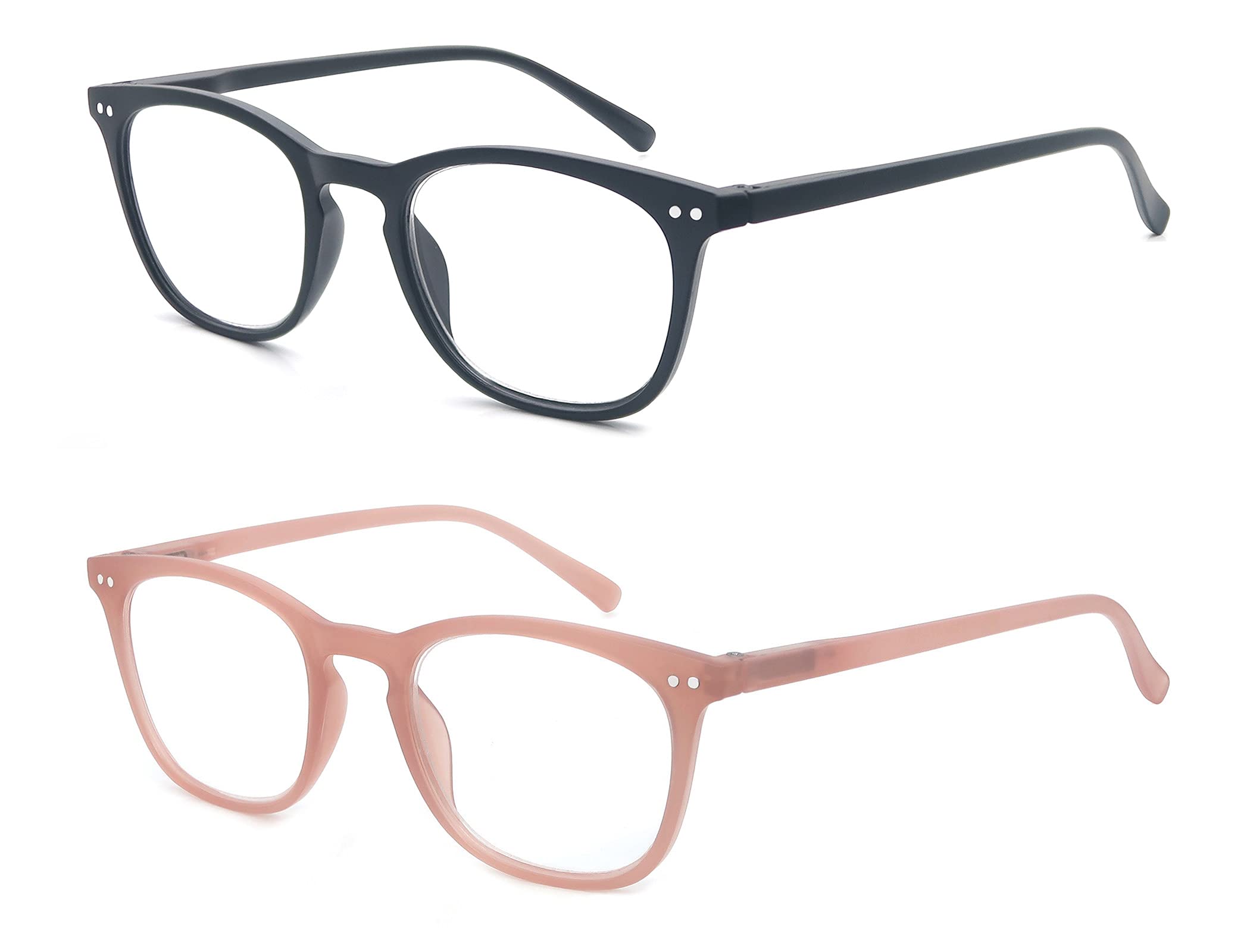 MODFANS Women Reading Glasses Men Matte Readers,Lightweight Glossy Frame Flexible Spring Hinge Stylish Eyeglasses with Pouch/Cloth