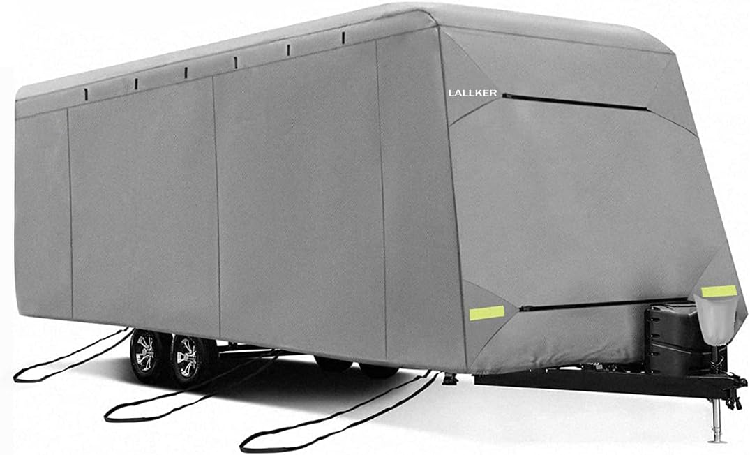 Lallker Travel Trailer RV Cover Upgraded Heavy Duty 6 Layers Top Windproof