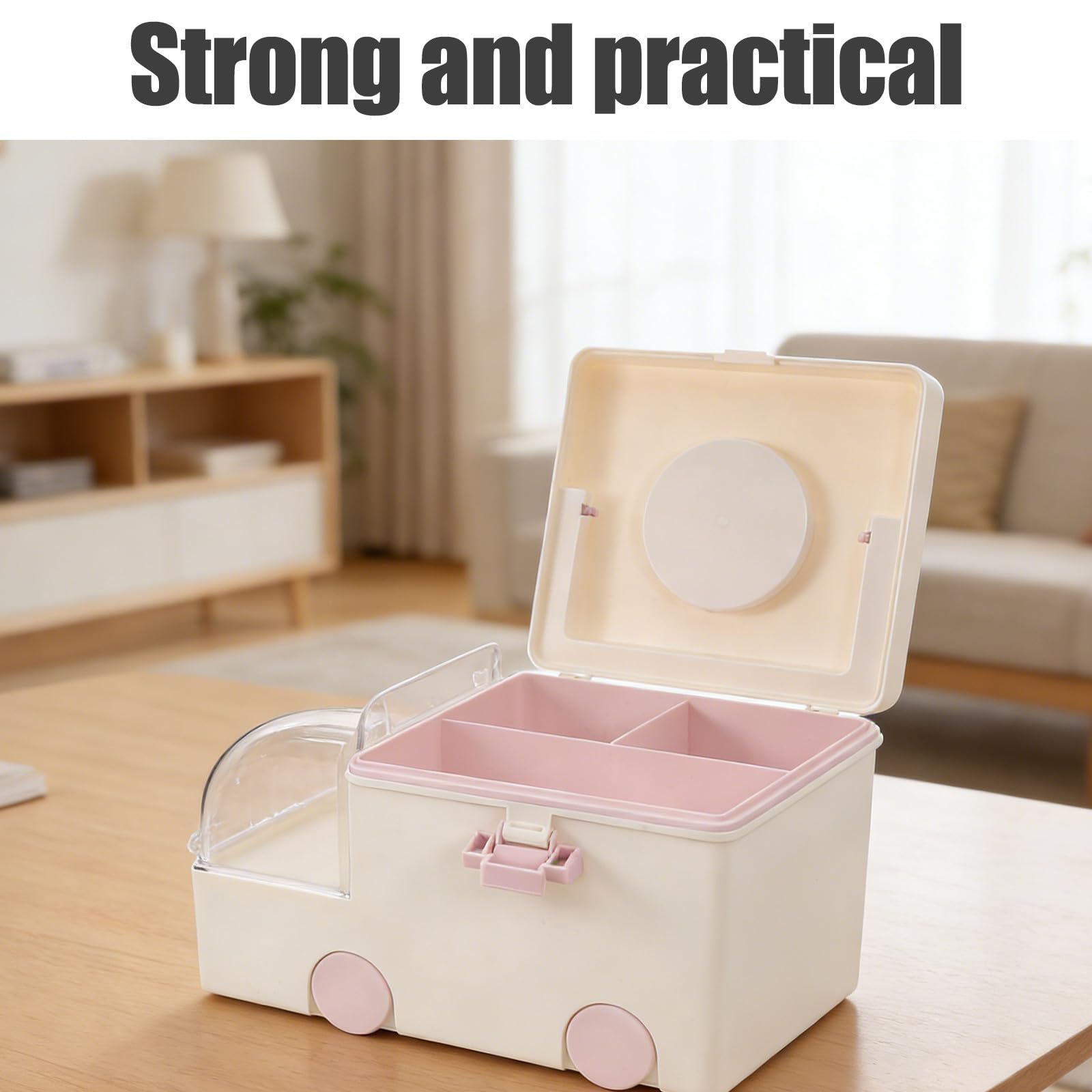 Tofficu Caja Organizadora de Medicamentos Portátil para Hogar y Viaje con Gran Capacidad, Plástico Resistente, Compartimentos y Asa para Botiquín de Primeros Auxilios