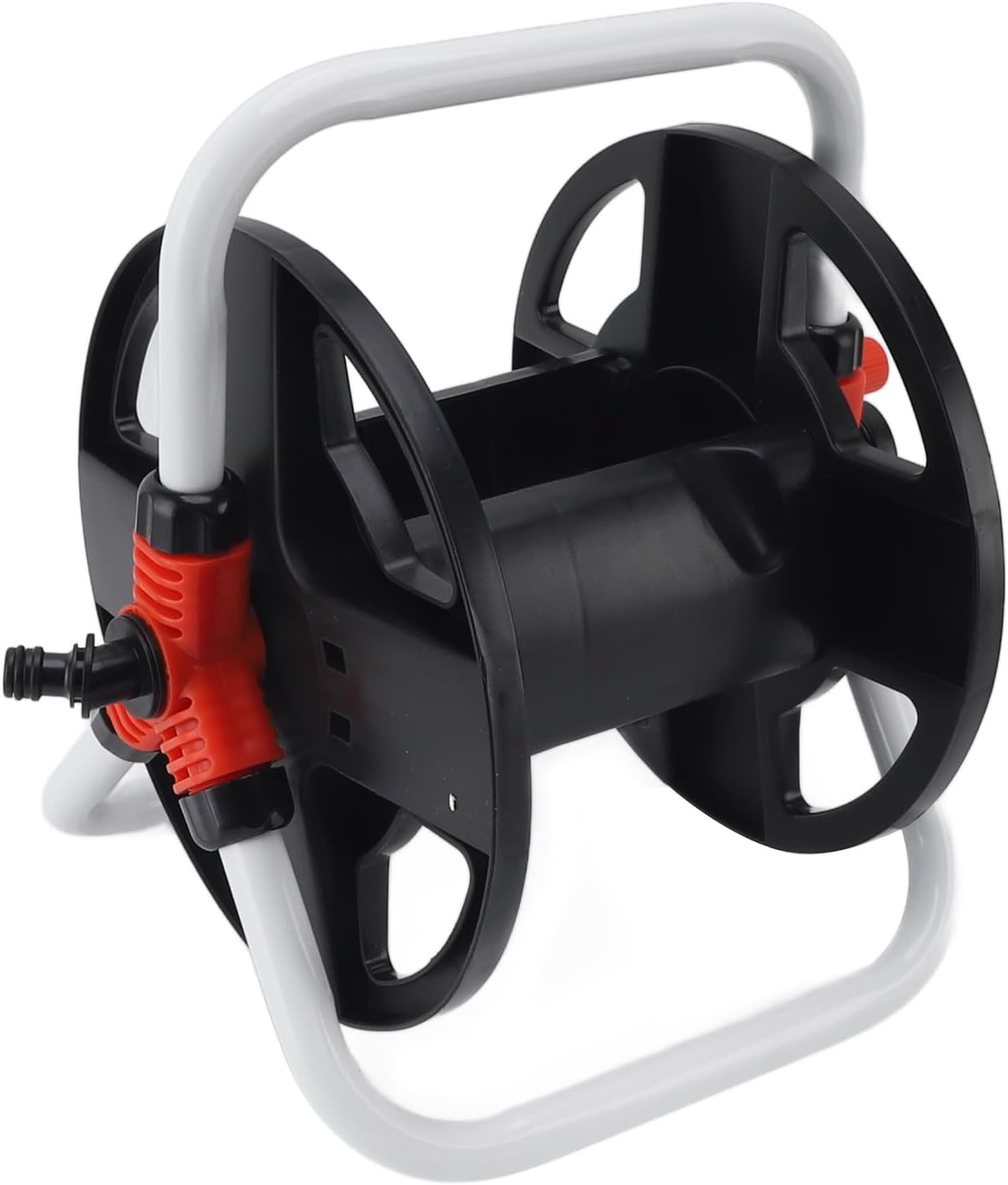 Garden Hose Cart, Portable Hose Holder, ABS Hose STO Rack with Y Type Ector and Handle, for Garden Lawn Farm Car Washing, Black 32x28x32cm