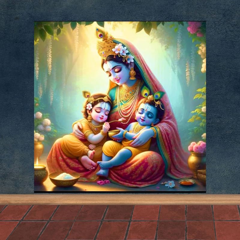 Image of British Terminal Cute little Bal Gopal Baby God Krishna| Kanha Ji | Laddu Lord Makhan Chor Painting Religious Poster for Pregnant Women for wall (matt thin vinyl,sticker,multicolor,unframed)| bj86