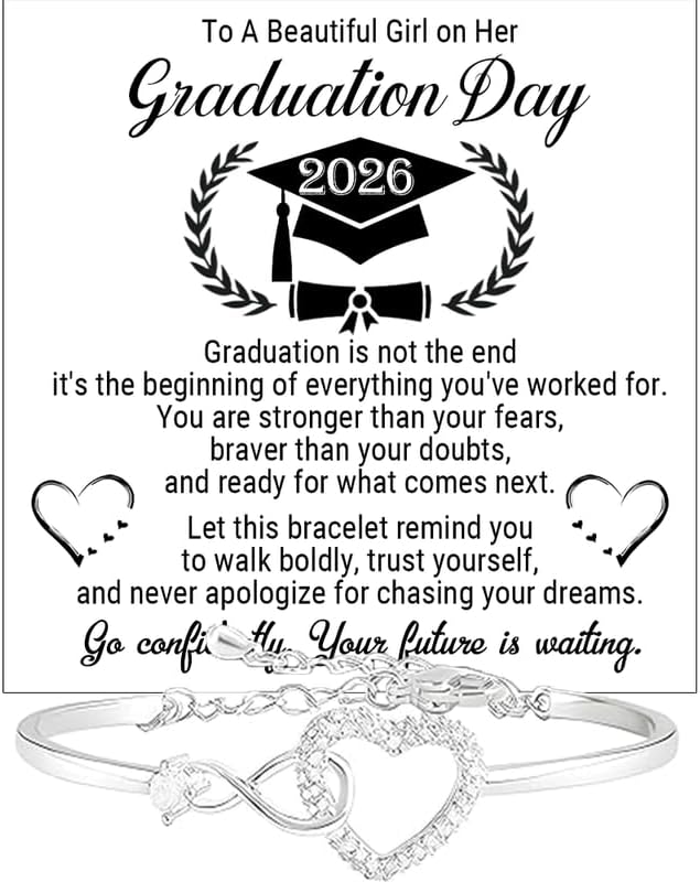 Graduation Bracelet Gift with Inspirational Message Card, Meaningful Keepsake Jewelry for Graduate, Graduation Gift for Her, Daughter, Student, Young Woman