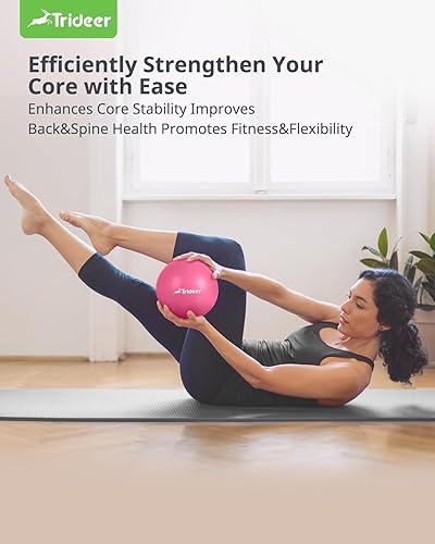 Miniatura 5 de Trideer Pelota de pilates de 9 pulgadas, pequeña pelota de ejercicio con guía de ejercicio, mini bola de yoga para pilates, yoga, entrenamiento de
