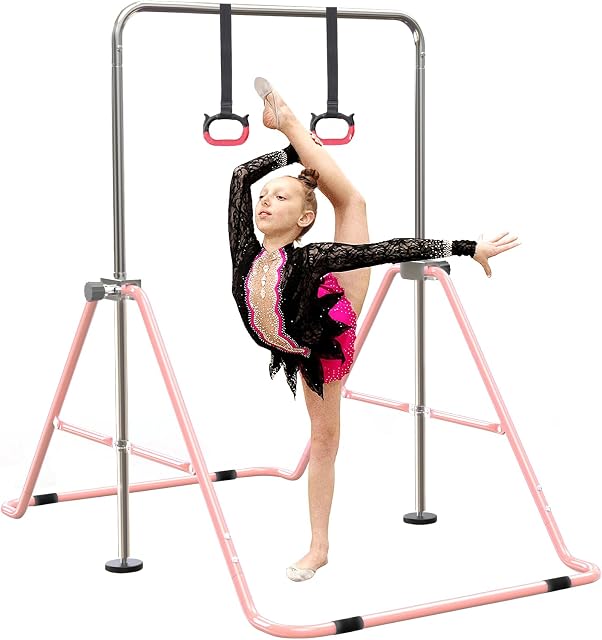 FBSPORT Gymnastics Bars, Horizontal Bar Expandable Gymnastics Kids Bar Folding Bar Junior Training Bar Multifunction Gym Training Equipment Home Training Adjustable Height Kip Bar