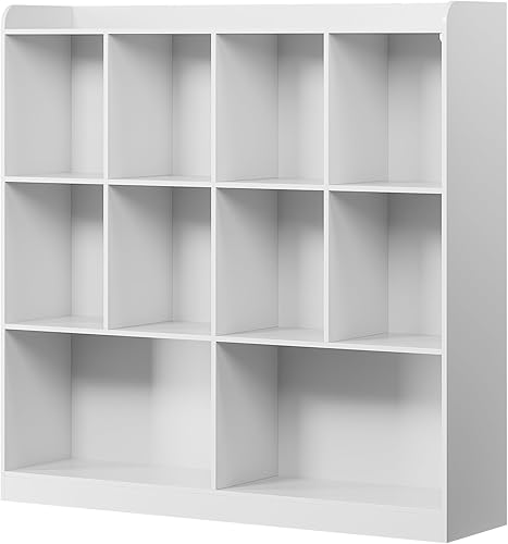 Miniatura 8 de Cozy Castle Estantería abierta de 3 niveles, estantería horizontal de 10 cubos, organizador de almacenamiento con dispositivo anti-inclinación,