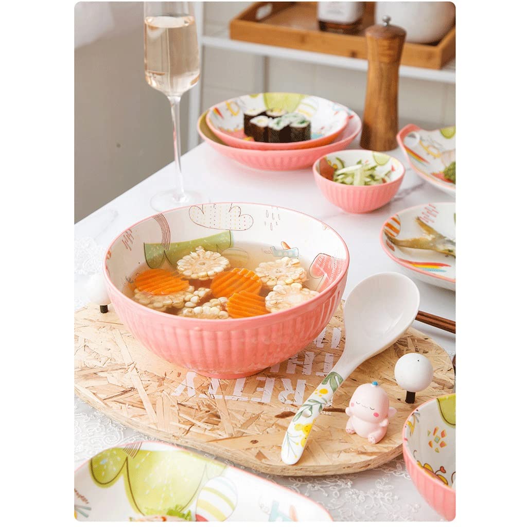 Set da tavola creativo in ceramica con cartoni animati, set da tavola per la casa, piatto, ciotola, tazza, piatti, set di scodelle per riso, zuppa e bacchette, set da pranzo per feste (set :