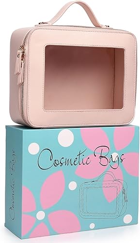 Miniatura 7 de Pinkmik Bolsa de maquillaje transparente, estuche de viaje portátil transparente para cosméticos, neceser de viaje transparente, bolsa de maquillaje