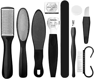Professional Pedicure Tools Set, 10 in 1 Stainless Steel Foot Care Kit Foot Rasp Dead Skin Remover Pedicure Kit,Foot File Kit Foot Callus Remover, Pedicure Foot Spa Kit for Men Women (Black)