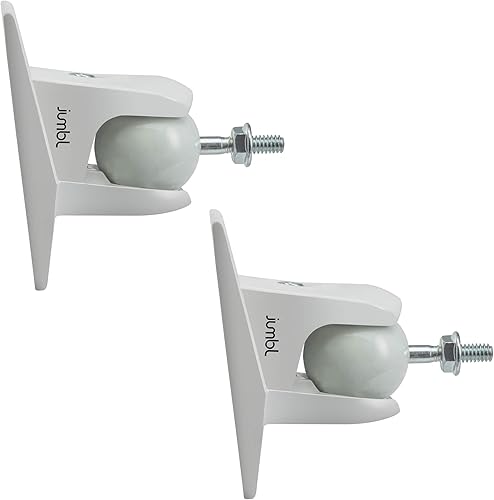 Jumbl SINSB7W ProGrip Ultra Soporte de Pared para Altavoces de Acero Inoxidable, Blanco, Juego de 2 - Tamaño de Rosca 14-20 - Soporta hasta 10 Libras