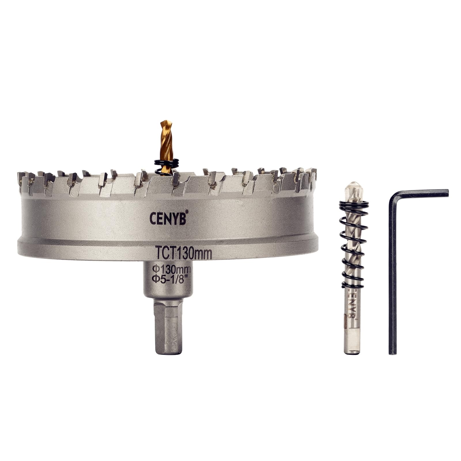 2-1/8" (54mm) Tungsten Carbide Tipped Hole Saw with 2Pcs Titanium-Plated Pilot Drill Bits for Metal, Steel, Iron, Wood, Plastic — view 75