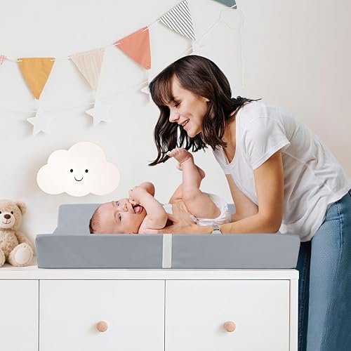 Miniatura 6 de Cambiador de pañales para bebé, PU comprimido, impermeable, portátil, lavable, para viajes, se adapta a aparadores y mesas (azul)