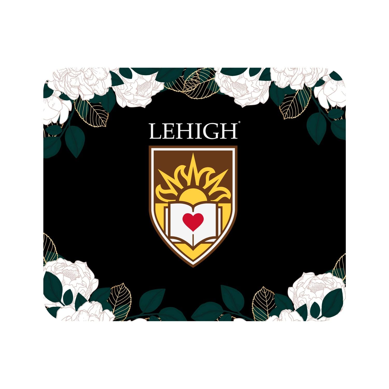 Mouse Pad, Fabric, Lehigh University Standard/Floral White