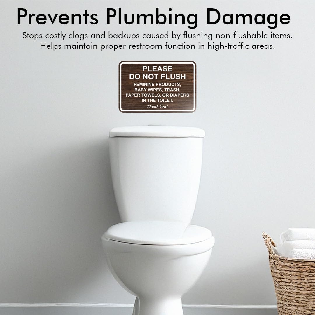 All Quality Classic Framed Please Do Not Flush Thank You Bathroom Etiquette Sign - 6" x 8" (Black-White) 2 Pack